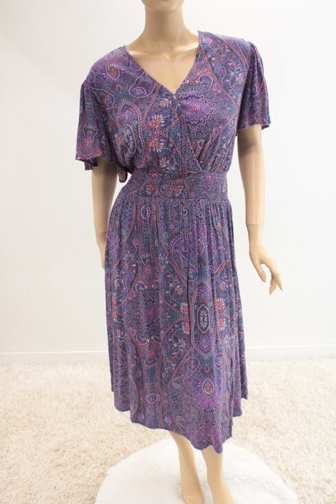 Terra & Sky Dresses & Skirts - NWT Terra & Sky Plus Size 3X Midi Dress Boho Paisley Blue Comet Festival Indie